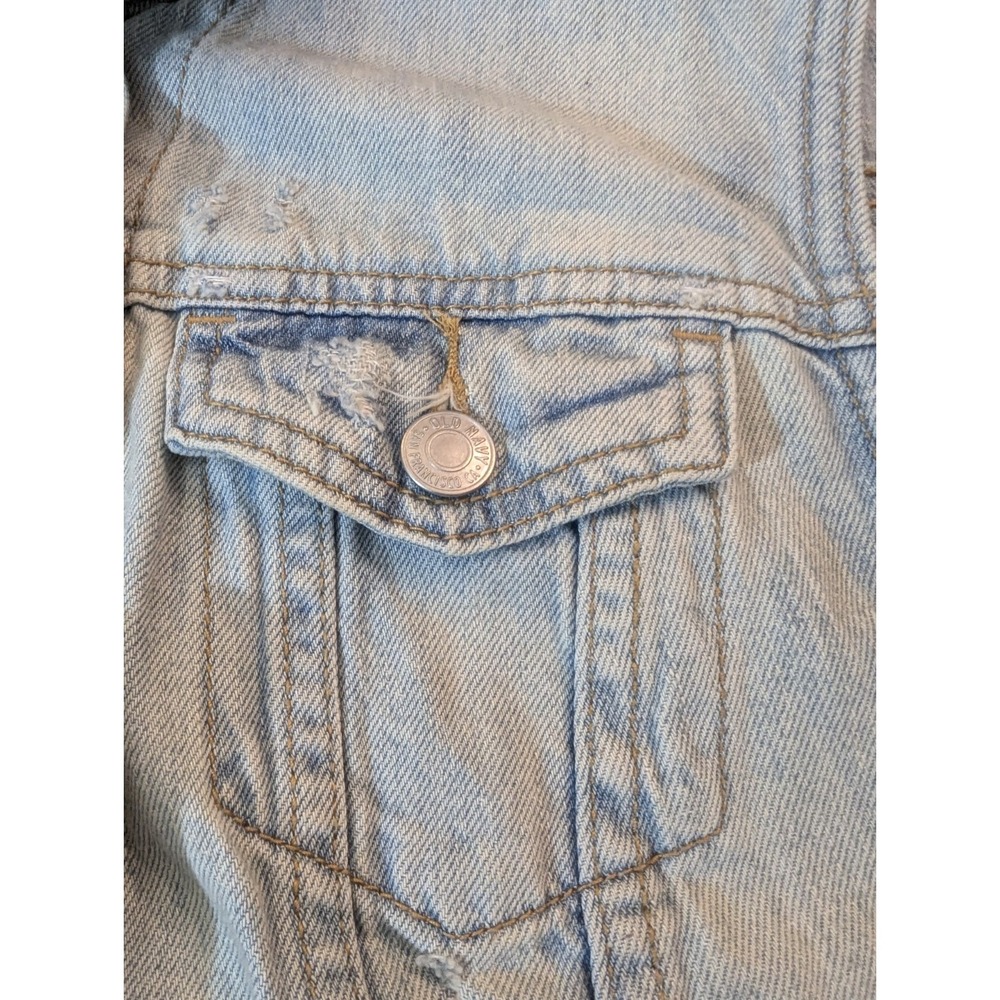 Old Navy Denim Vest Dolly Embroidered Light Wash with Pockets Womens Large - Picture 4 of 10